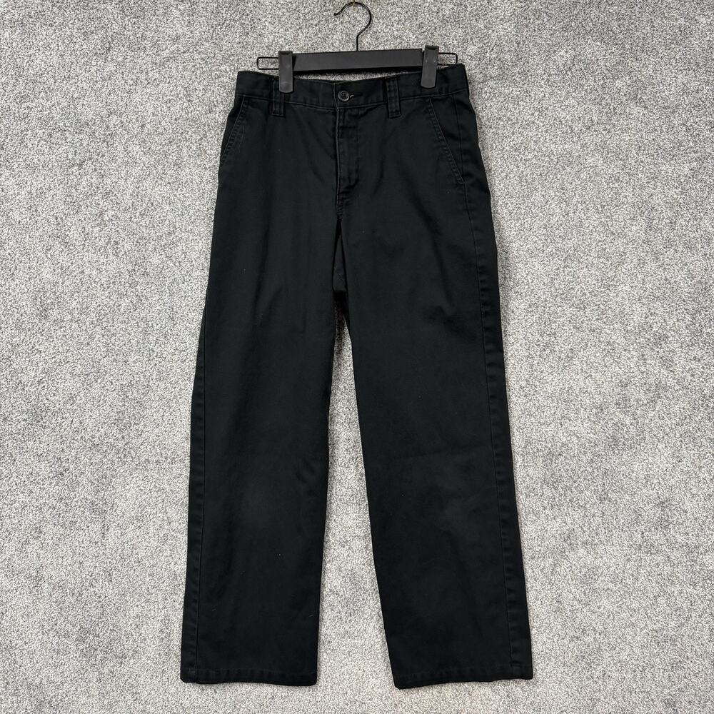 Old Navy Chino Pants Boys 14 27x26.5 Black Plain Front Adjustable Waist Preppy
